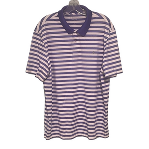 Men's IZOD GOLF Striped Polo Shirt - Purple and White/ size L